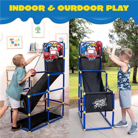 Arcade Basketball Game Set with 4Balls and Hoop for Kids 3to 12Years Old Indoor - Picture 2 of 7